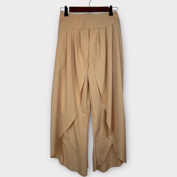 SHEIN Tulip Hem Wide-Leg Pants | Size Small | Beige | Palazzo Style - Picture 1 of 4